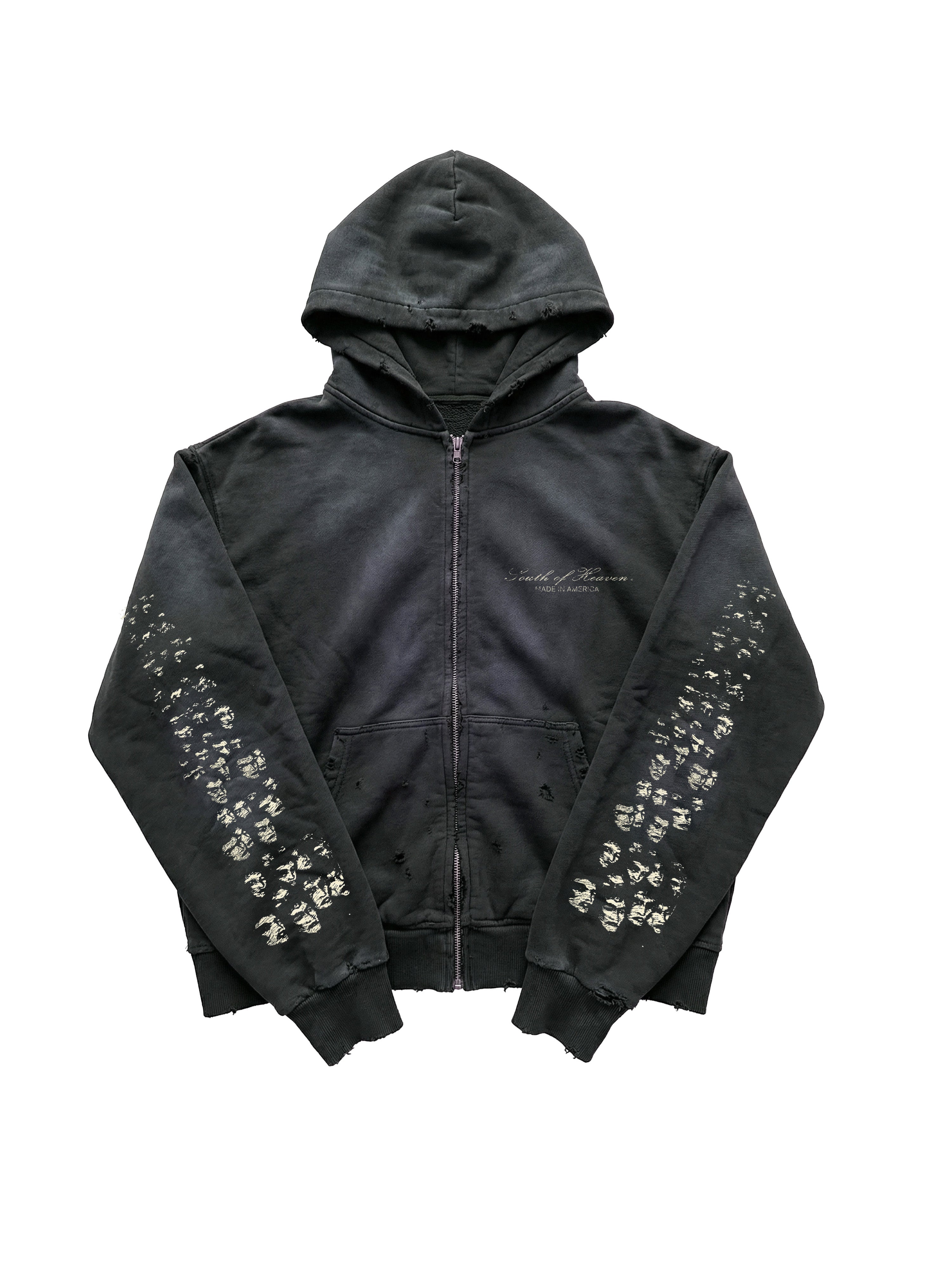 ECHOES - Distressed Zip-Up Hoodie – SOUTH OF HEAVEN®