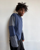 DISTRESSED PATCHWORK LONGSLEEVE - INDIGO