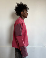 DISTRESSED PATCHWORK LONGSLEEVE - RUBY