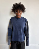 DISTRESSED PATCHWORK LONGSLEEVE - INDIGO