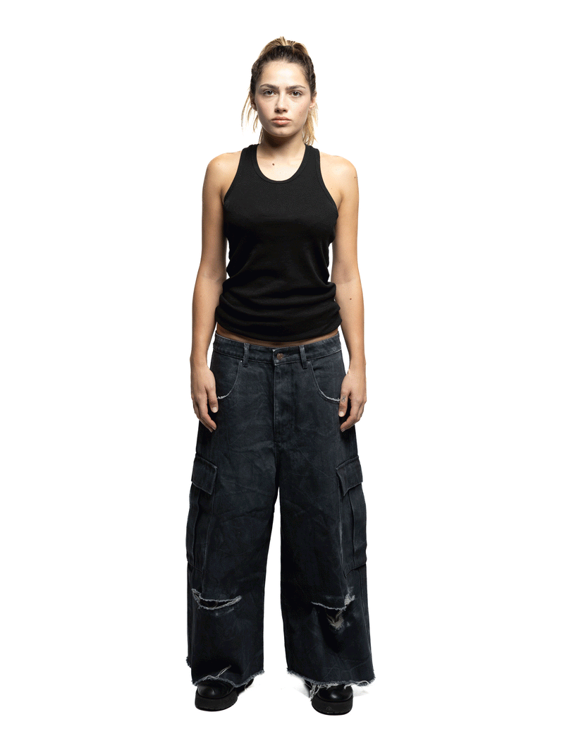 COMBAT - LONG CAMO JORTS BLACK