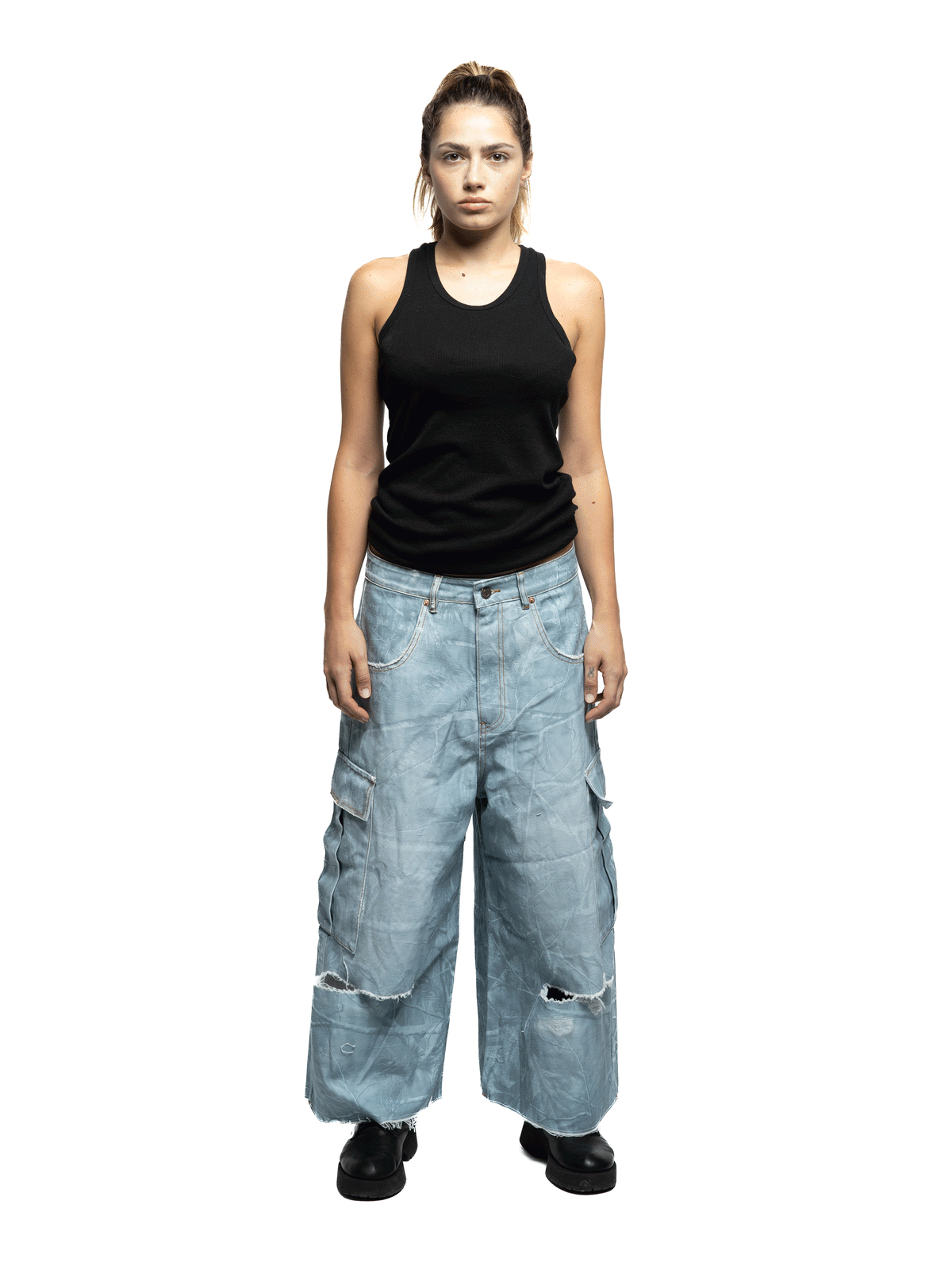 COMBAT - LONG CAMO JORTS SKY BLUE