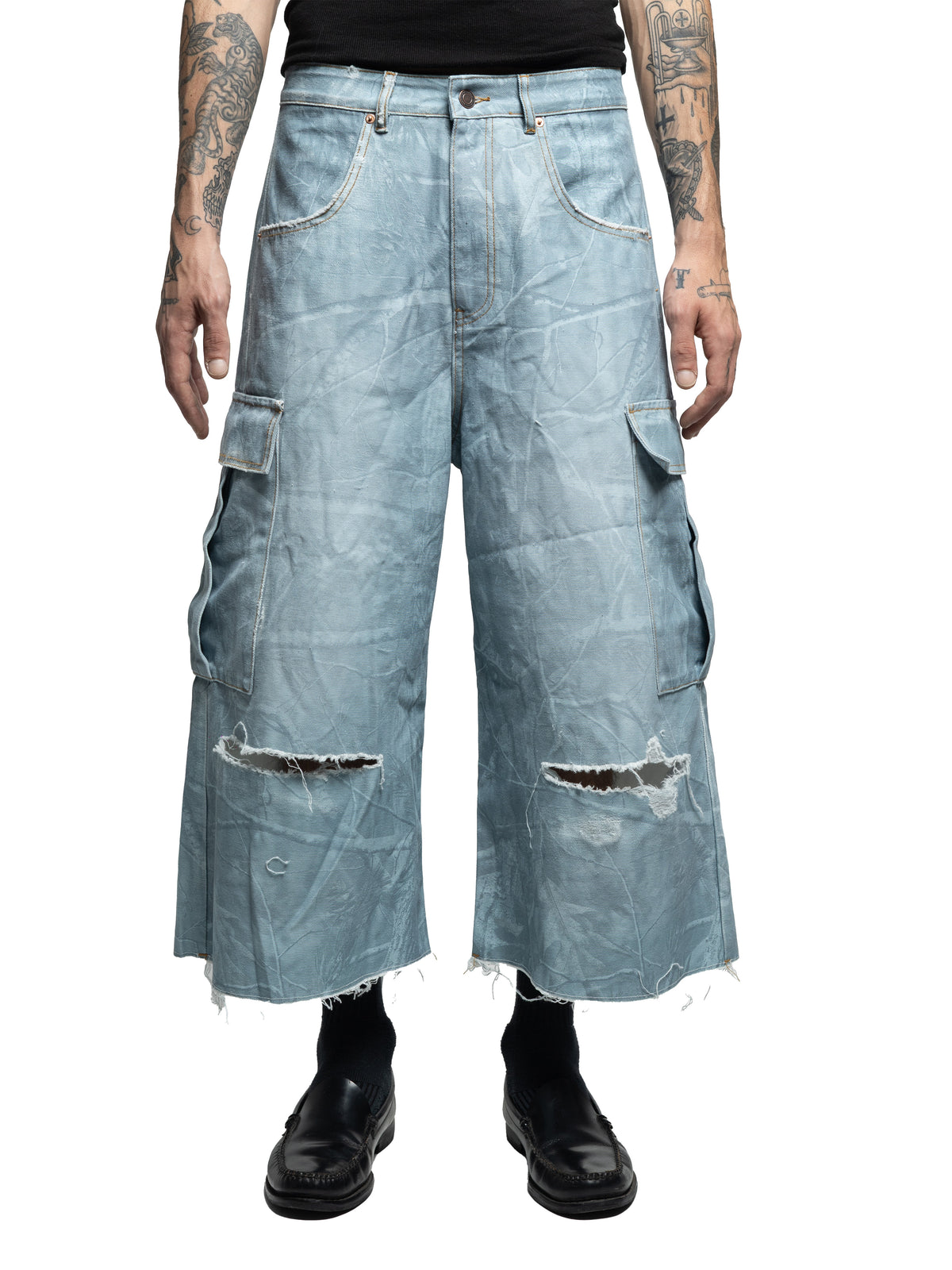 COMBAT - LONG CAMO JORTS SKY BLUE