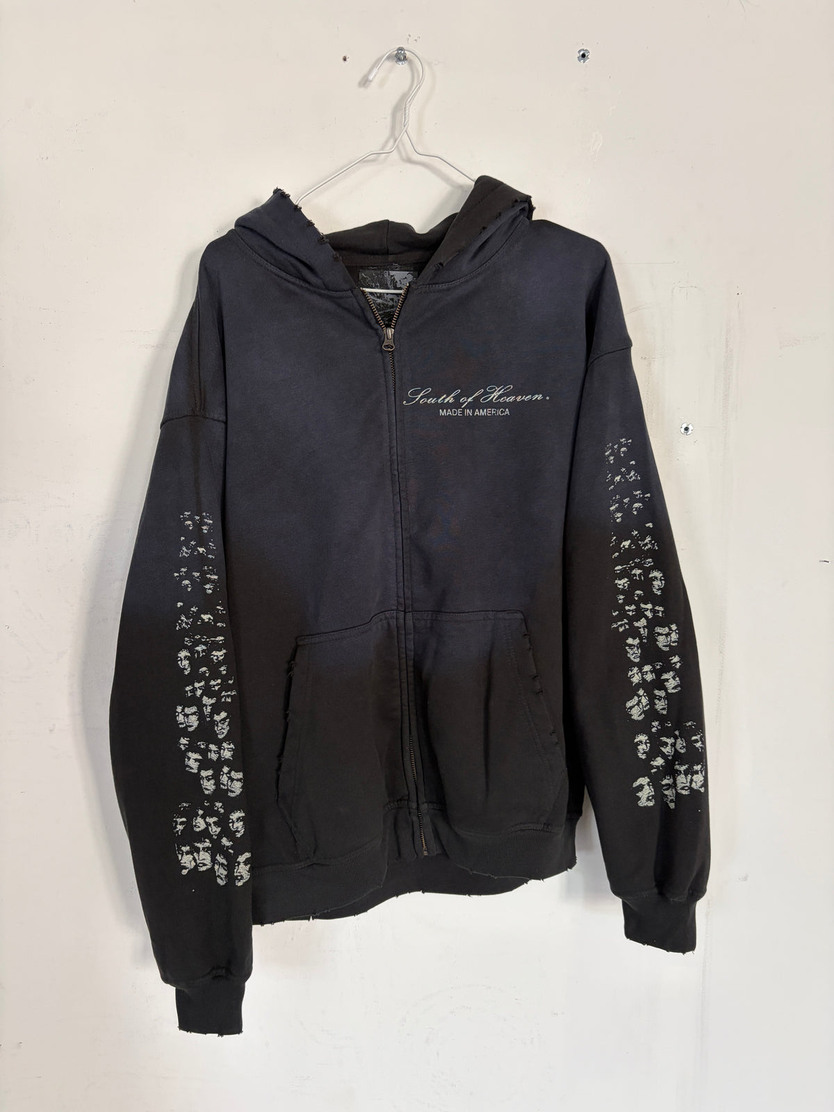 ECHOES - Distressed Zip-Up Hoodie