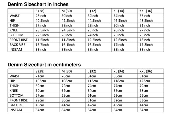 Size chart