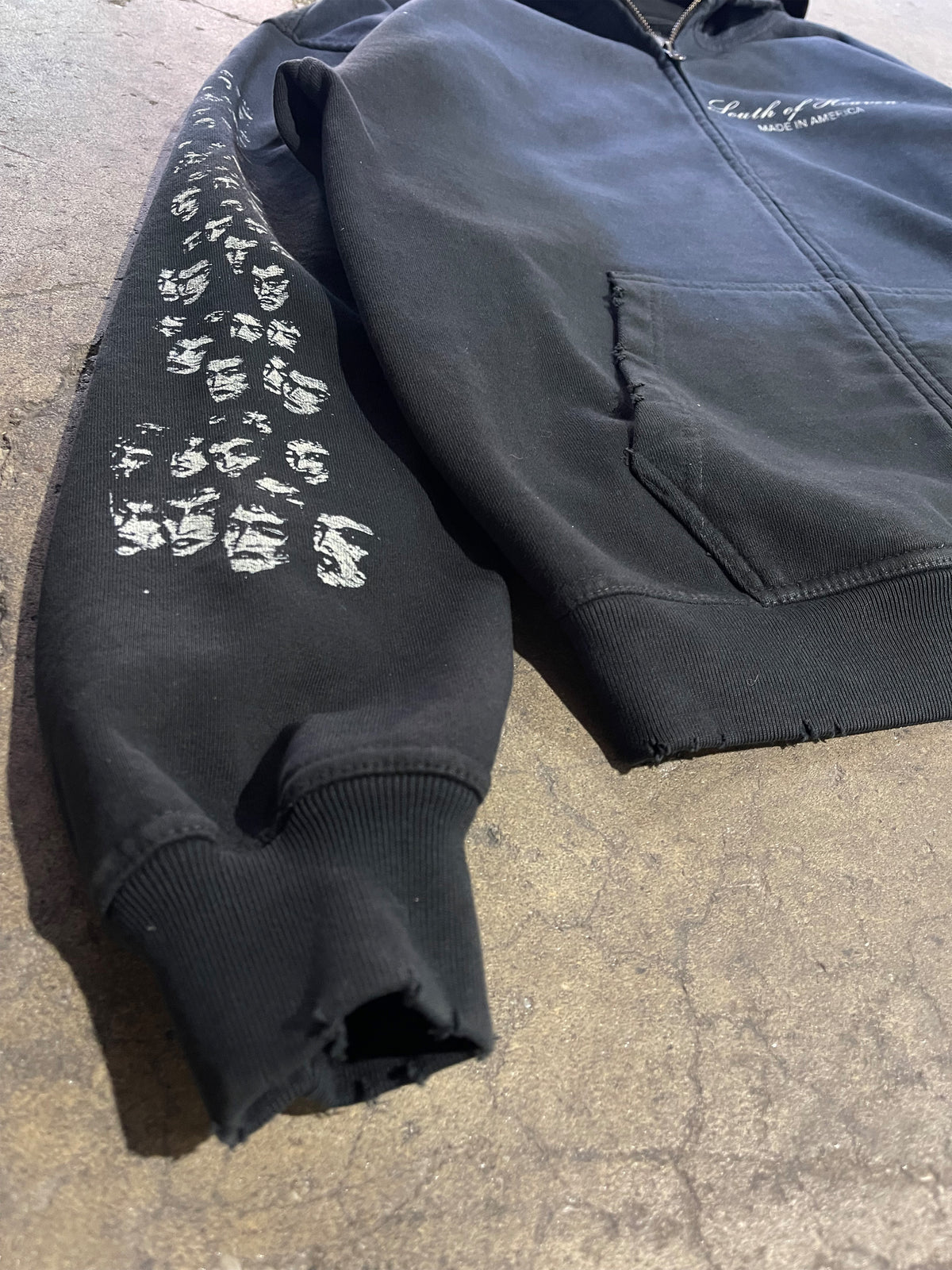 ECHOES - Distressed Zip-Up Hoodie