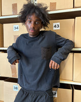 DISTRESSED POCKET LONGSLEEVE - ANTHRACITE