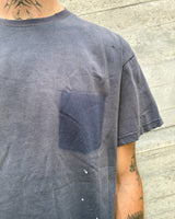 HUGO DISTRESSED GHOST POCKET TEE - OCEAN BLUE