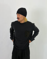 DISTRESSED POCKET LONGSLEEVE - ANTHRACITE