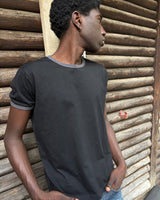 ASSAN RINGER TEE - Black / Grey