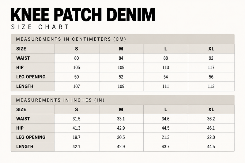 Sizing chart