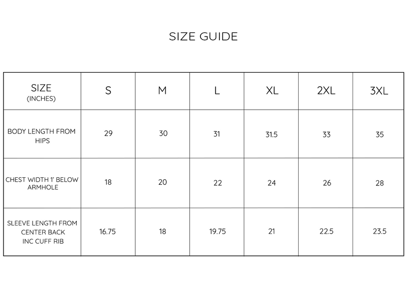 Sizing chart
