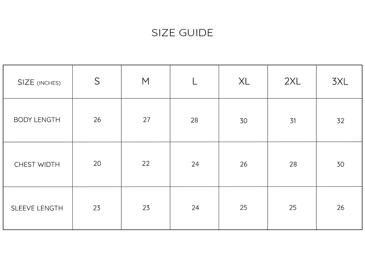 Size Guide for ASYLUM - Heavyweight Hoodie
