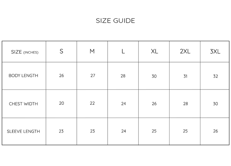 Sizing chart