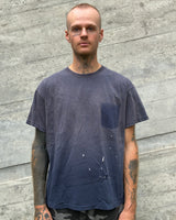 HUGO DISTRESSED GHOST POCKET TEE - OCEAN BLUE
