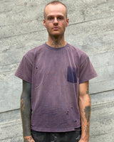 HUGO DISTRESSED GHOST POCKET TEE - VIOLET