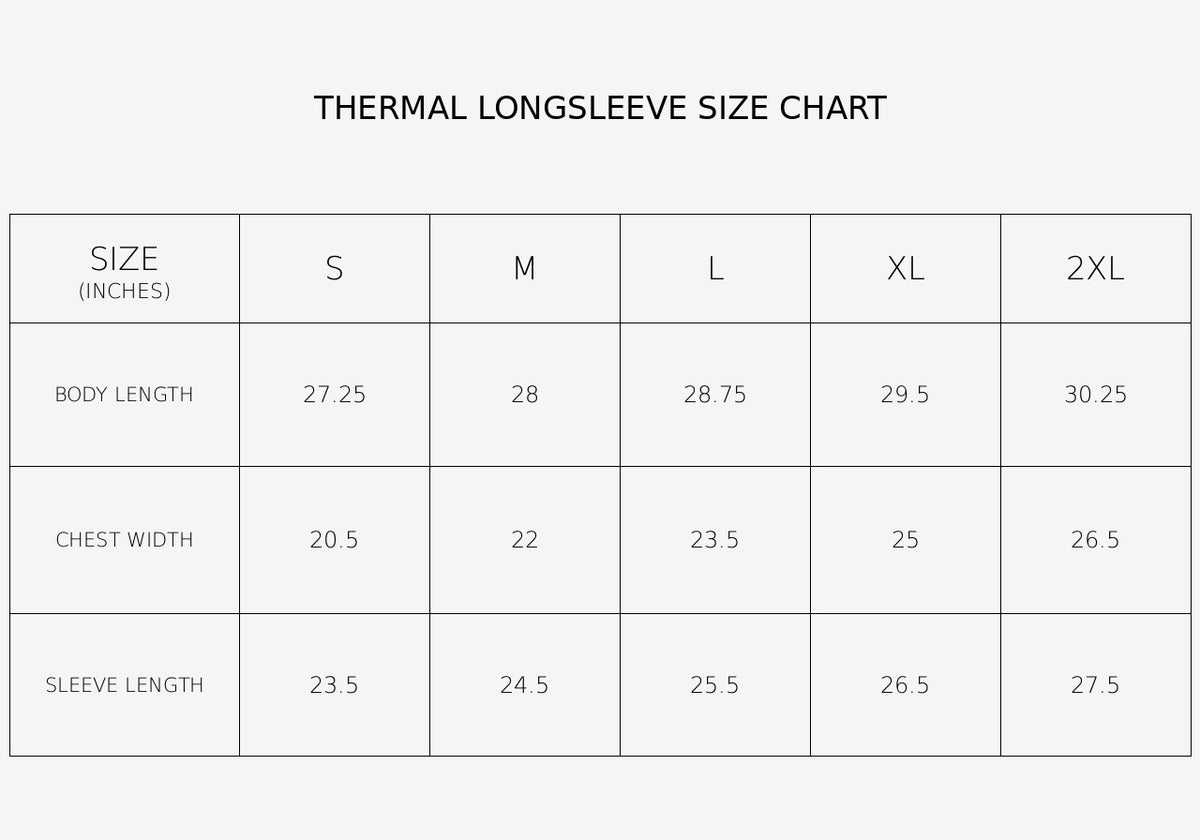 Size Guide for FALLOUT - DISTRESSED PATCHWORK THERMAL