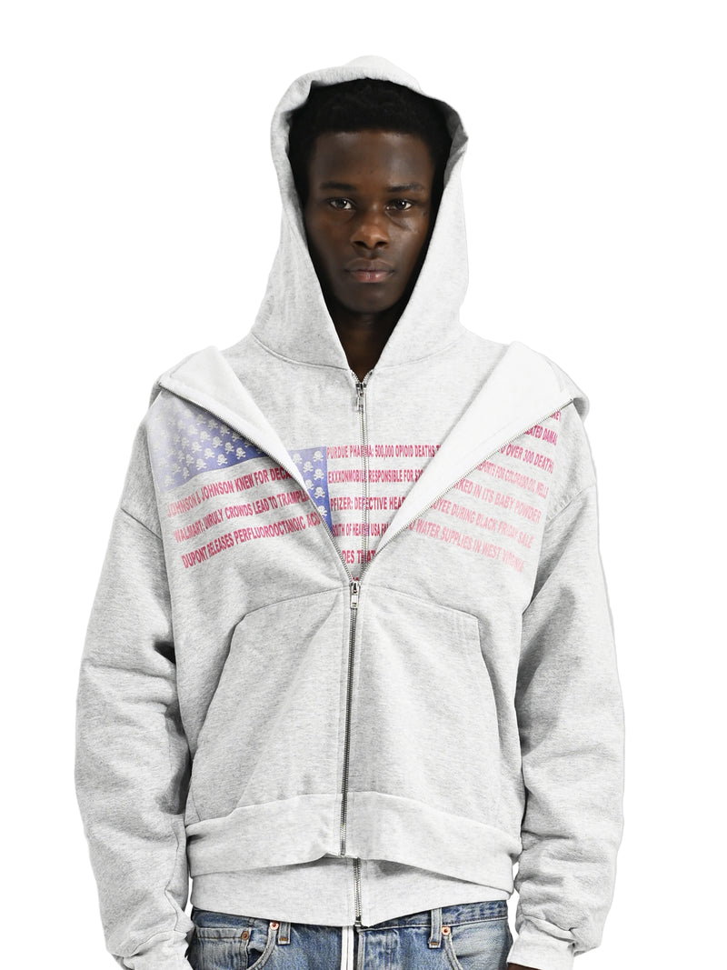 MADE IN AMERIKA - Heavyweight Zip-Up Hoodie Grey