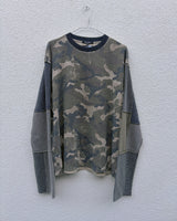DISTRESSED PATCHWORK THERMAL - CAMO GREEN