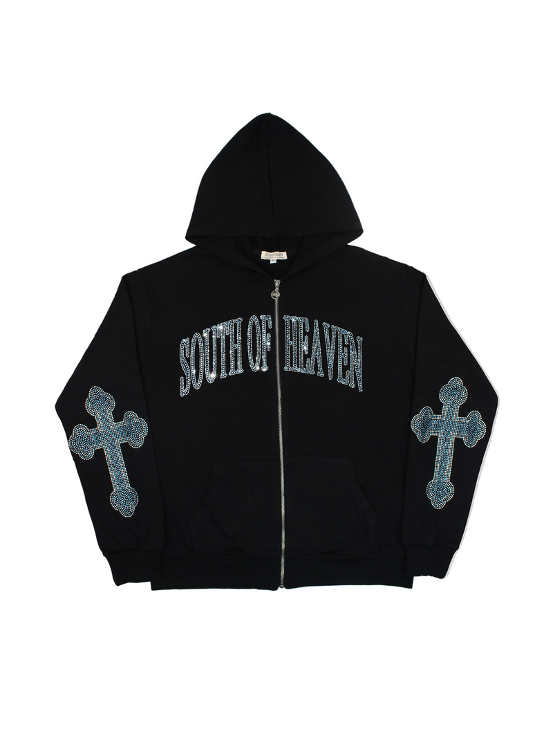 DOUBLE CROSS - RHINESTONE ZIP