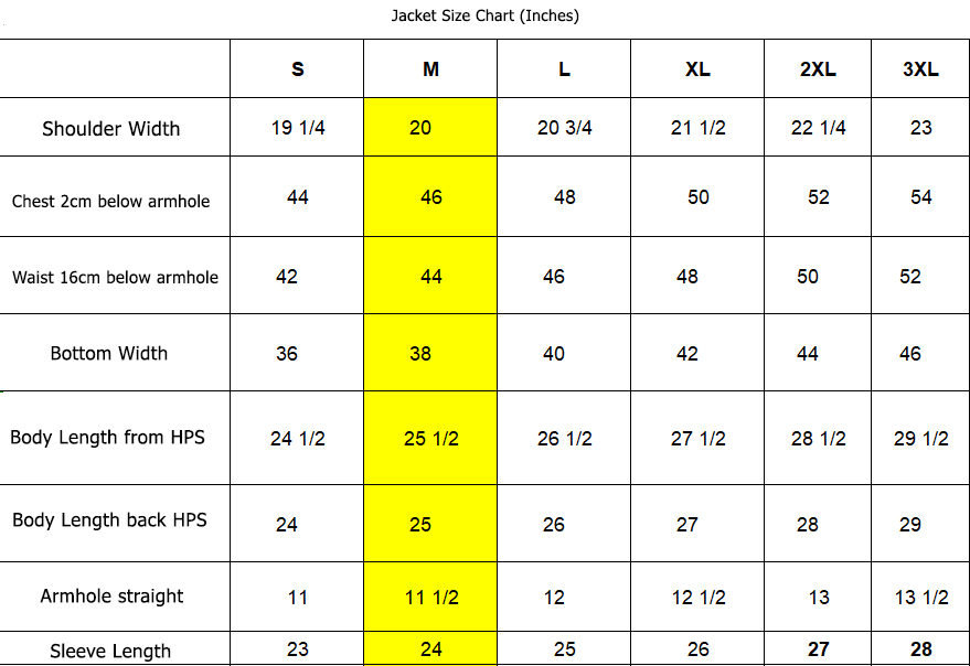 Size Guide for DIGITAL YOUTH - Varsity Jacket