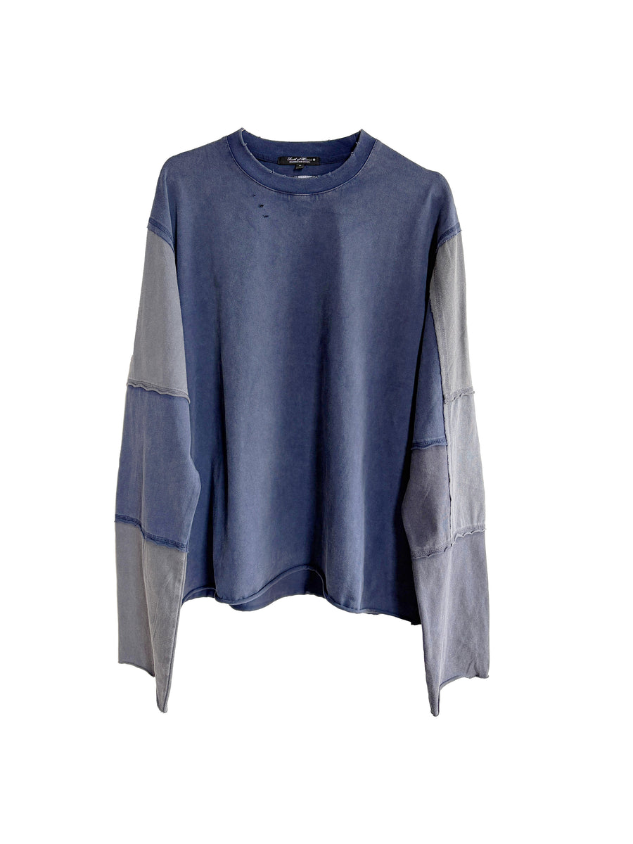 DISTRESSED PATCHWORK LONGSLEEVE - INDIGO
