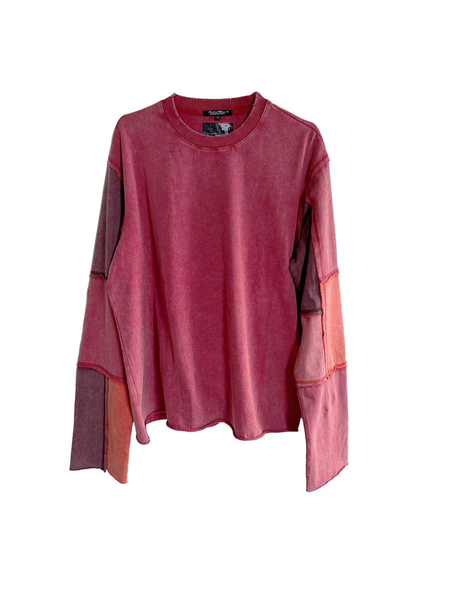 DISTRESSED PATCHWORK LONGSLEEVE - RUBY
