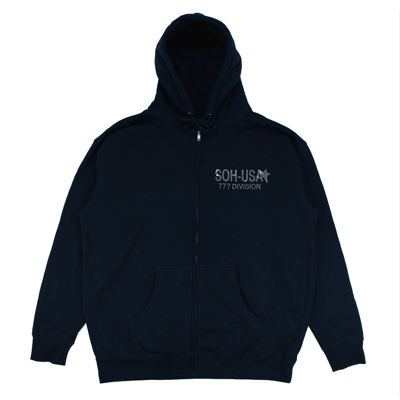 777 DIVISION  - RHINESTONE ZIP HOODIE