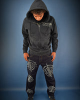 777 DIVISION  - RHINESTONE ZIP HOODIE