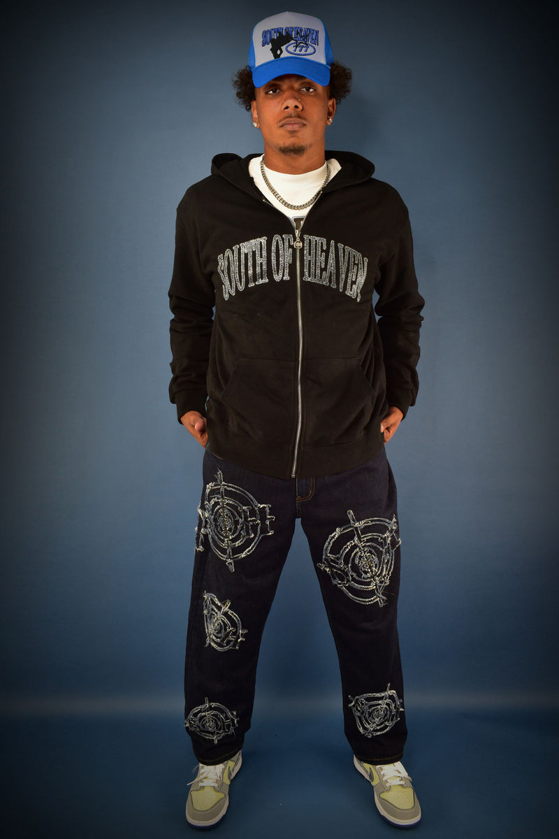 DOUBLE CROSS - RHINESTONE ZIP